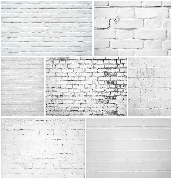 White brick wall collage background