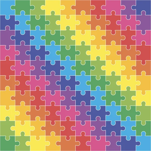 Jigsaw puzzle seamless, one hundred colorful blank shapes — Stock Vector