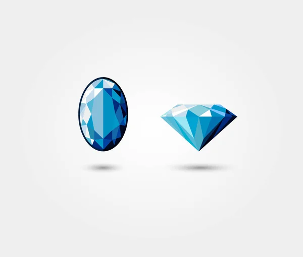 Vector diamante azul - vista superior y vista lateral — Vector de stock