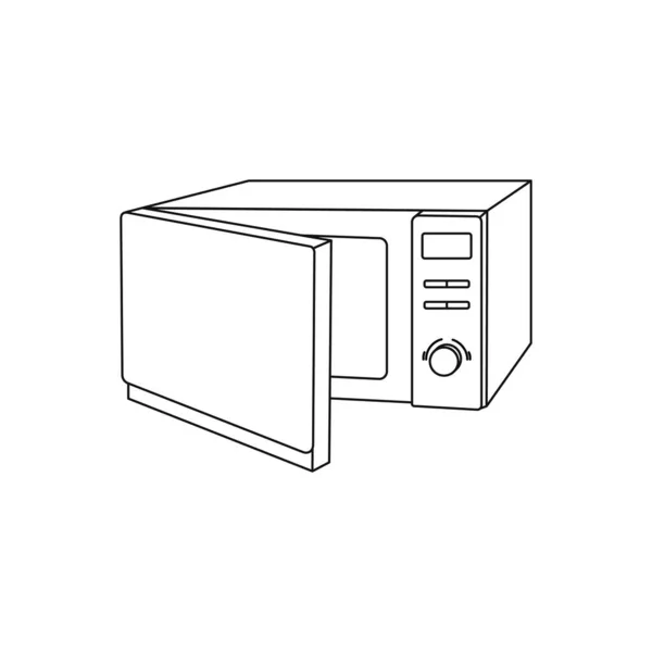 Ikon oven microwave diisolasi pada latar belakang putih - Stok Vektor