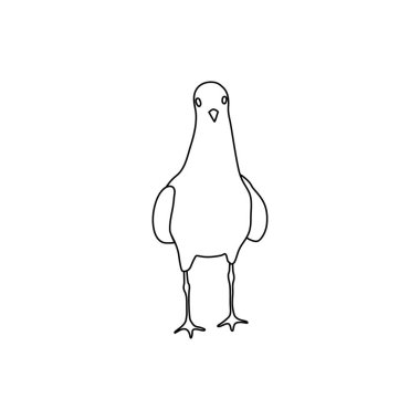 Güvercin güvercin güvercin kuş simgesi vektörü beyaz arkaplanda izole edilmiş olarak ileriye bakıyor