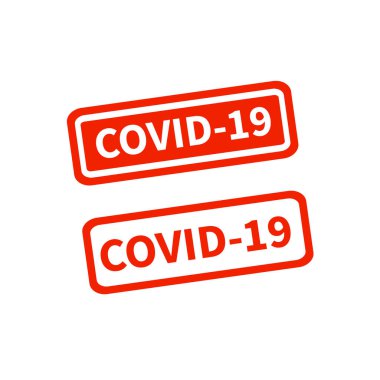 Salgın virüsü covid-19 kırmızı kauçuk damga vektörü beyaz arkaplanda izole edildi