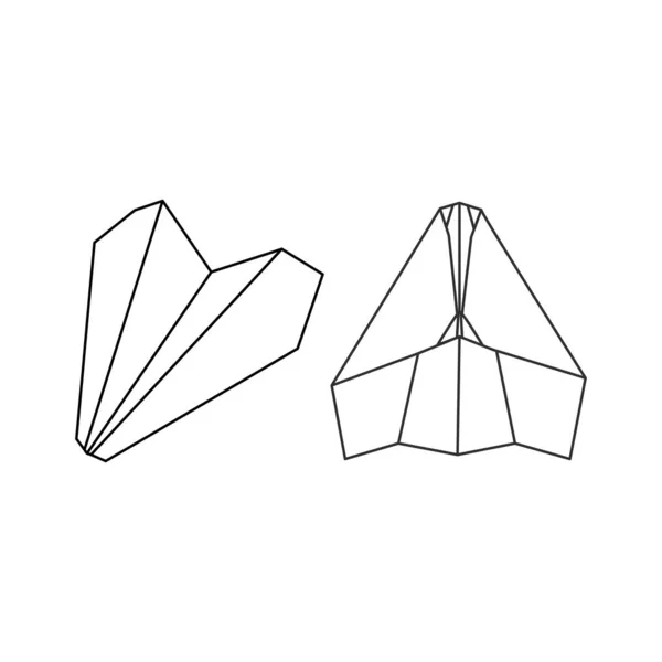白地に孤立した紙飛行機の輪郭アイコンベクトル — ストックベクタ