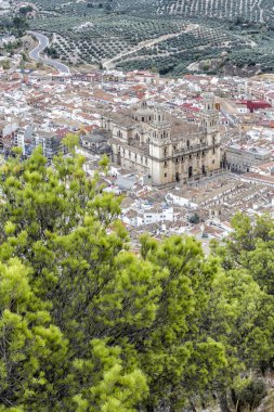 Rönesans Asuncion Katedrali'nin havadan görünümü, Jaen, İspanya