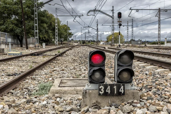 Espeluy railway platform and train tracks, Jaen province, Spain — Stock Photo, Image