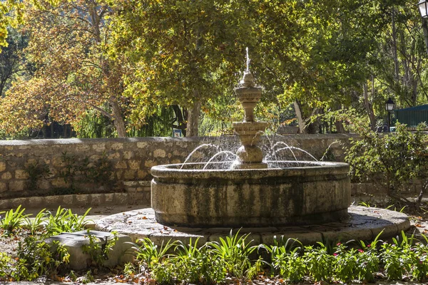 Small fountain near recreation area along the river Jucar, Alcala del Jucar, Spain — Stock Photo, Image