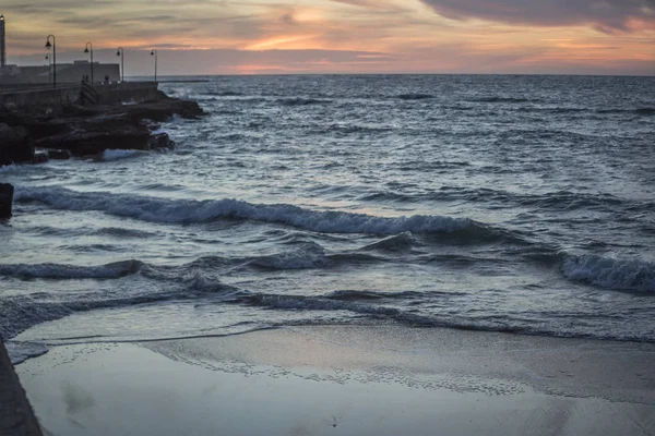Dark Sunset on Caleta Beach Cadiz, Spain — Stock Photo, Image