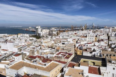 Cadiz tarihi merkezi gözlem güverteden, görüntülemek, Cadiz, Endülüs, İspanya al