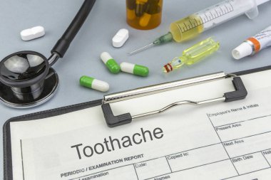 Diş ağrısı, ilaçlar ve şırınga sıradan Bakımı sağlık kavramı olarak