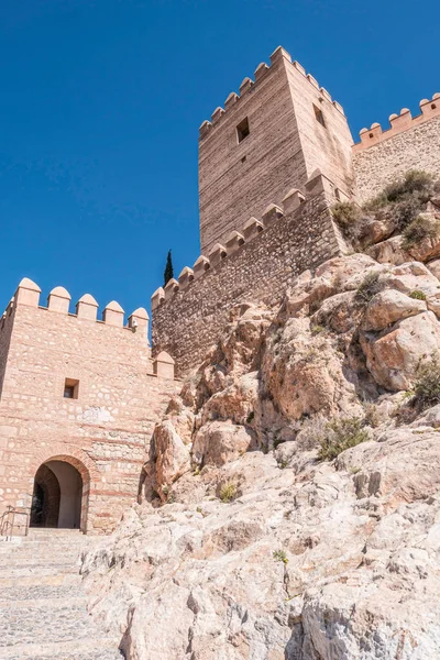 Ortaçağ Mağribi Kalesi Almeria Alcazaba, Doğu uç giden, Andalusia, İspanya Kalesi olduğunu. — Stok fotoğraf