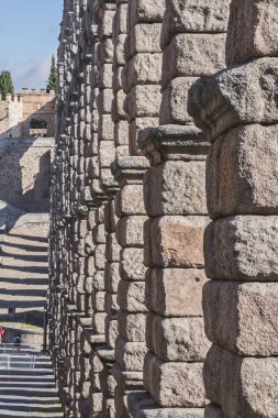 Şehir, Segovia içinde fotoğraf, Unesco Dünya Mirası, İspanya yapma turistik yer alan Roma su kemeri kısmi görünümünü