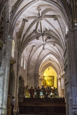 Cuenca, İspanya - 24 Ağustos 2016: İç Cuenca Katedrali, İspanya