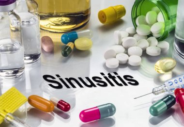 Sinusitis, medicines as concept of ordinary treatment, conceptual image clipart