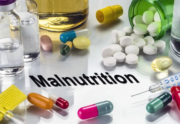 Malnutrition, Medicines As Concept Of Ordinary Treatment, Conceptual Image — Stock Photo, Image