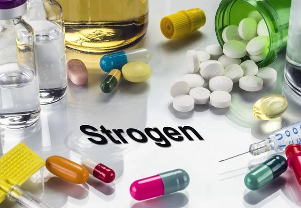 Strogen, medicamentos como concepto de tratamiento ordinario, imagen conceptual — Foto de Stock