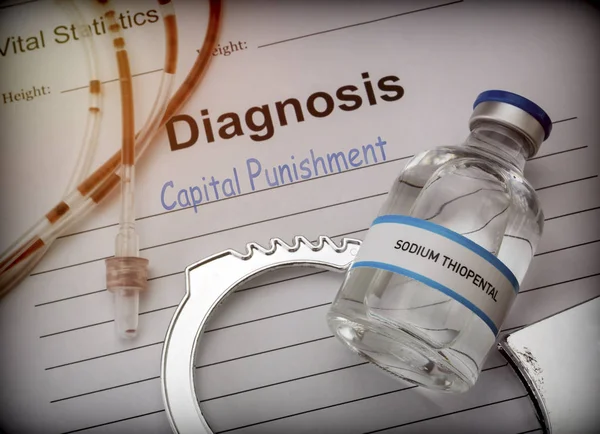 Şeklinde Tanı Ölüm Cezası Enjeksiyon Öldürücü Sodyum Tiyopental Anestezi Kavramsal — Stok fotoğraf