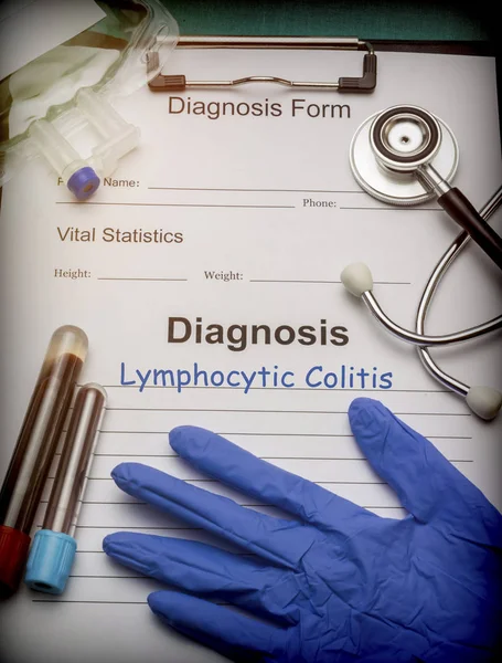 Diagnostický Formulář Lymfocytární Kolitida Lahvičky Vzorků Krve Lékařství Nemocnici Koncepční — Stock fotografie