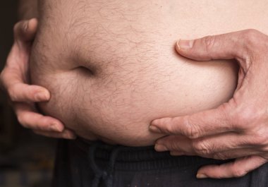 Dokunmadan göbek, görüntü coceptual kilolu adamla