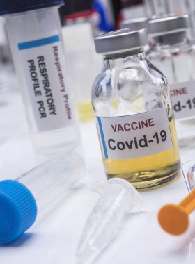 Covid-19 Coronavirus aşısı hastanede, kavramsal görüntü