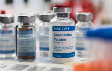 Coronavirus covid-19 deneysel aşı, bir laboratuvar, kavramsal resim