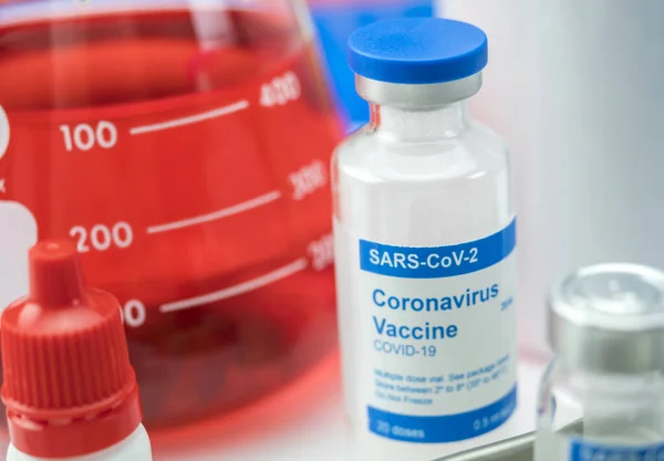 Experimentální Vakcína Coronavirus Covid Laboratorním Koncepčním Obrazu — Stock fotografie