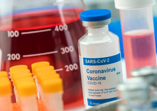 Експериментальна Вакцина Проти Коронавірусу Лабораторному Концептуальному Зображенні — стокове фото