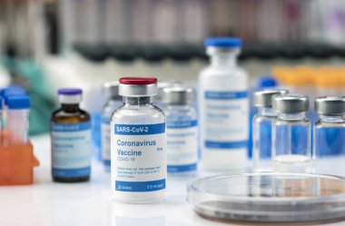 Coronavirus covid-19 deneysel aşı, bir laboratuvar, kavramsal resim