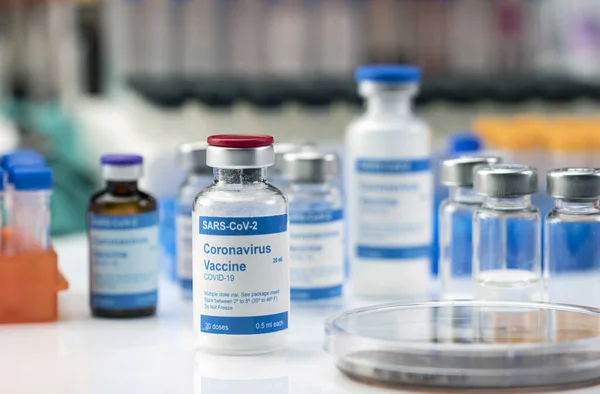 Vacina Experimental Coronavirus Covid Laboratório Imagem Conceitual — Fotografia de Stock