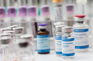 Coronavirus covid-19 deneysel aşı, bir laboratuvar, kavramsal resim