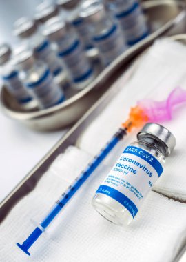 Coronavirus covid-19 deneysel aşı, bir laboratuvar, kavramsal resim