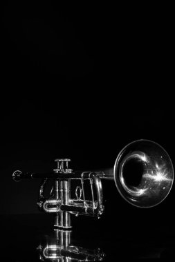 bir trompet siyah bir zemin üzerine yalnız müzik aleti