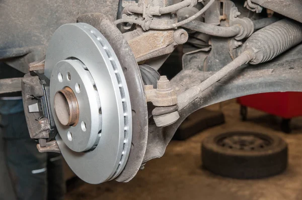 Brake Disc Replacement Brake Disc Authorized Service Center — Stock Photo, Image