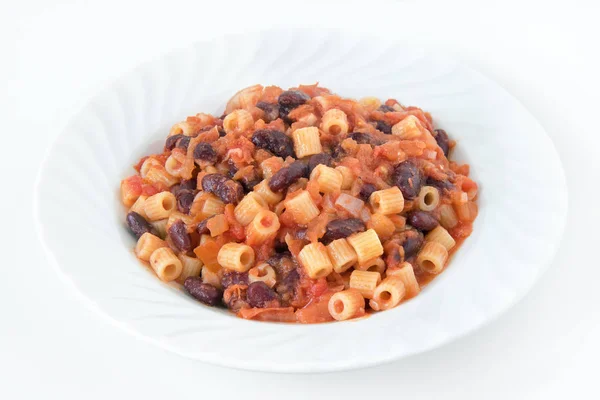 Traditionele Italiaanse Pasta Fagioli Saus Gemaakt Van Bonen Tomaten Uien — Stockfoto