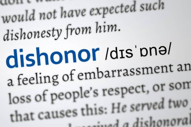 dishonor definition of the word, focus on the meaning