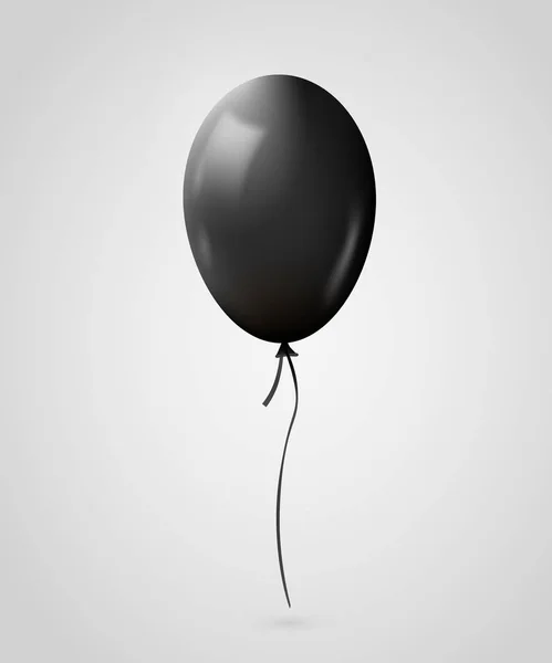 Realistický černý balónek izolované na šedé. — Stockový vektor