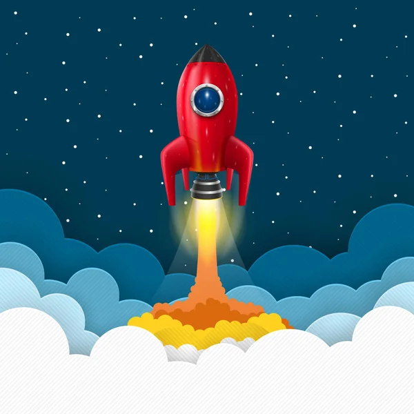 Space rocket launch. Startup creative idea, Vector illustration — Stock Vector