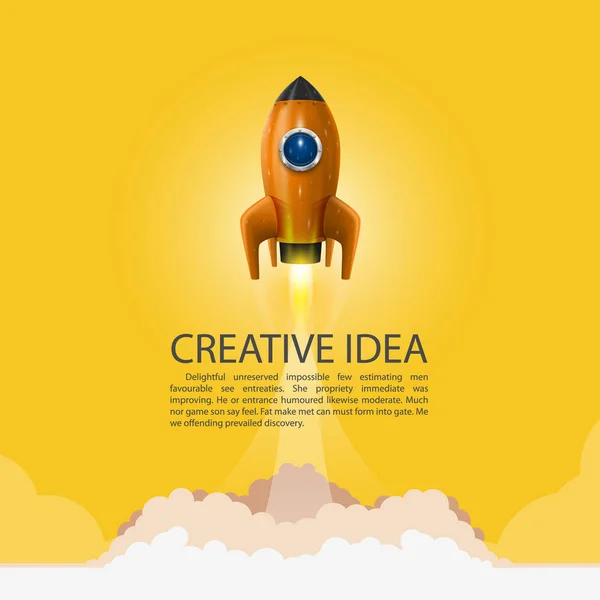 Lancio di razzi spaziali. Rocket background, Rocket product cover, Startup idea creativa, Illustrazione vettoriale — Vettoriale Stock