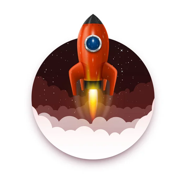 Lanzamiento de cohetes espaciales, Idea creativa de inicio, Fondo de cohetes, Ilustración vectorial — Vector de stock