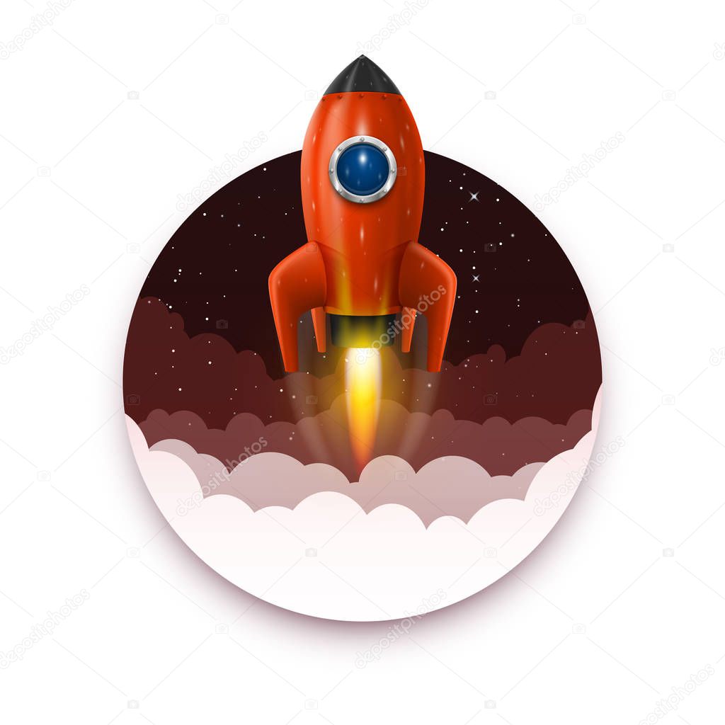 Space rocket launch, Startup creative idea, Rocket background, Vector illustration