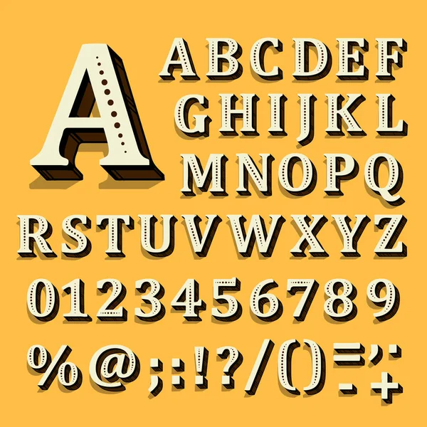 Yellow and white font on black background. The alphabet contains letters. Vector — Stock Vector