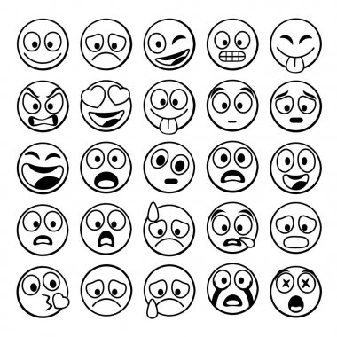 Kroki siyah şarkı Emoji ayarla. Vektör çizim