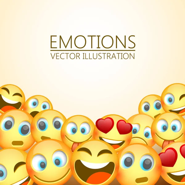 Moderni keltainen nauraa kolme Emoji, Tunteet tausta, Vektori kuvitus — vektorikuva