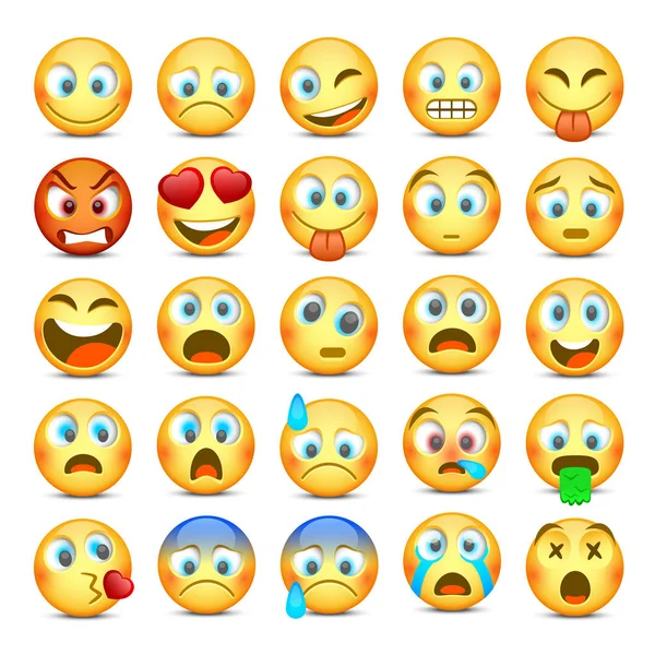 Emoji ve üzgün simgesi ayarla. Vektör çizim