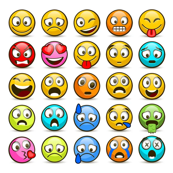 Emoji and sad icon set. Vector illustration — Stock Vector