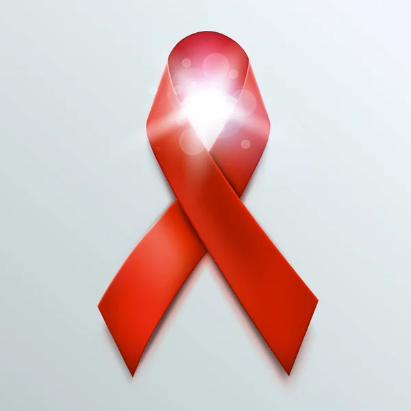 Aids Consapevolezza Nastro Rosso con luce di speranza. Concetto di Giornata Mondiale dell'AIDS . — Vettoriale Stock