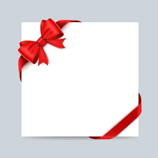 Prachtige kaart met rode cadeau strikken en linten. — Stockvector