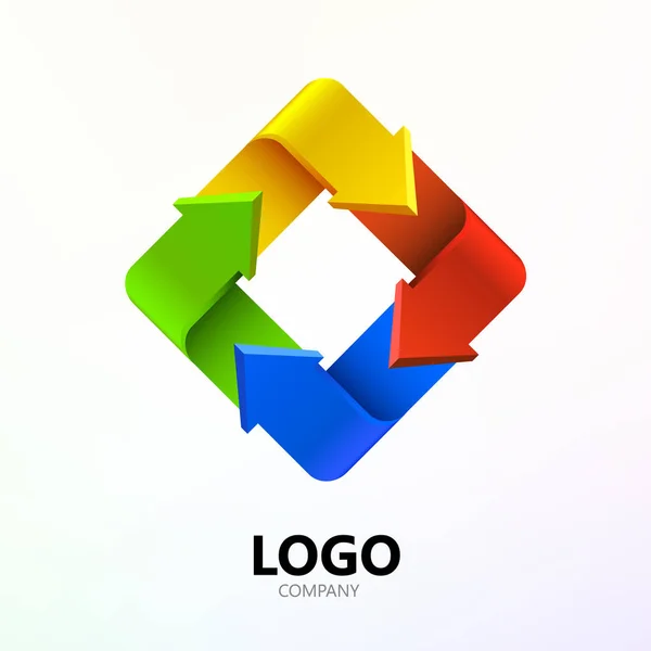 Färgstarka pilar i form av rektangel-logotypen. Företagets Logotype koncept. — Stock vektor