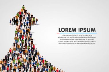 İnsanların grossing bir ok şeklinde büyük grup. Başarı için yol. İş kavramı.