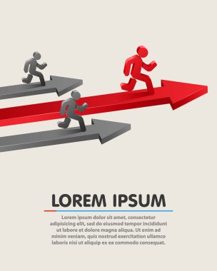 Lider ok grossing üzerinde çalışıyor. İş başarı kavramı.