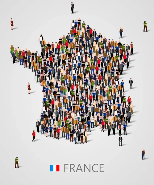 Велика група людей у формі Франція карта. Населення Франції або населення шаблон. — стоковий вектор